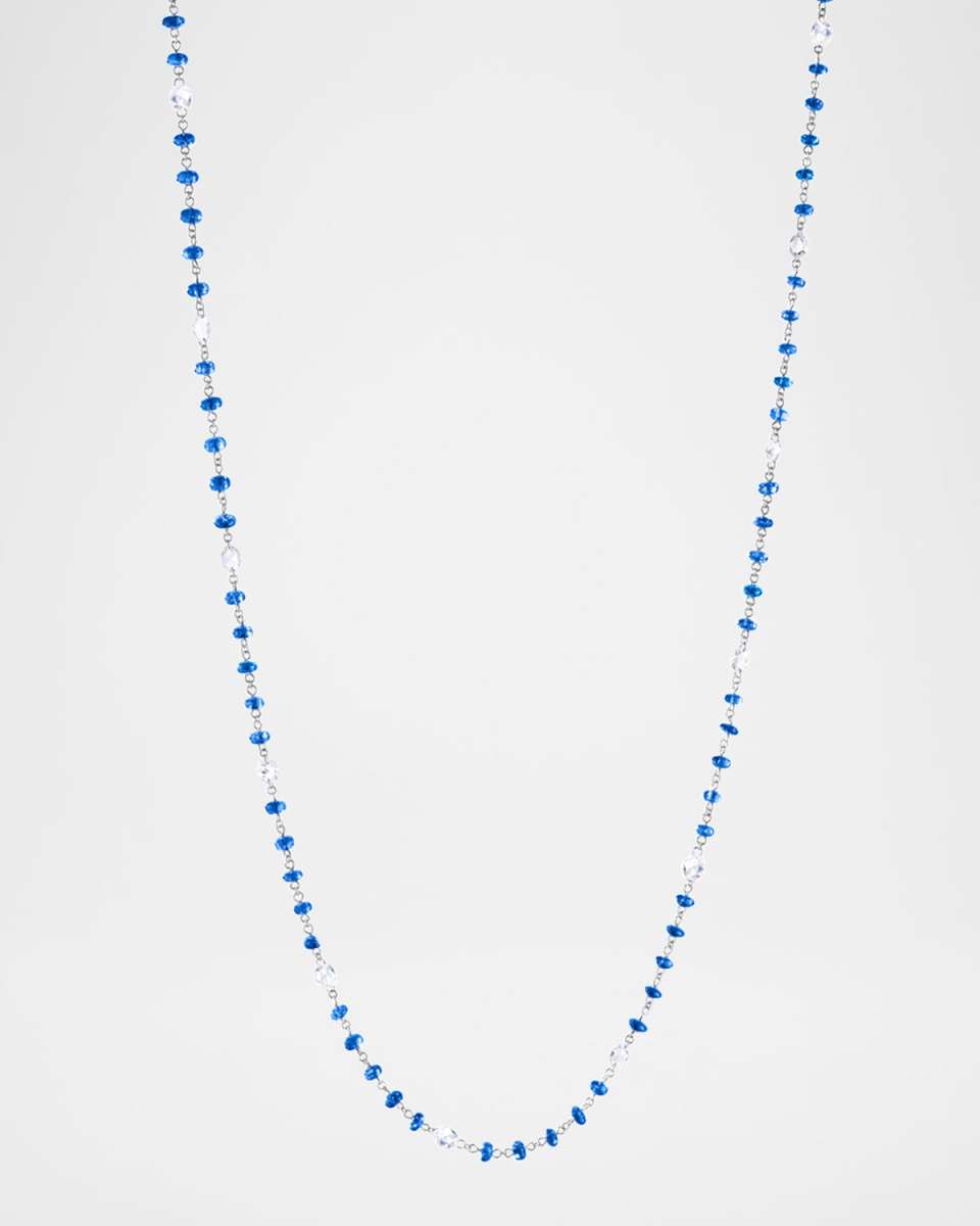 18K White Gold Ethereal Diamond and Blue Sapphire Necklace, 1.60tcw